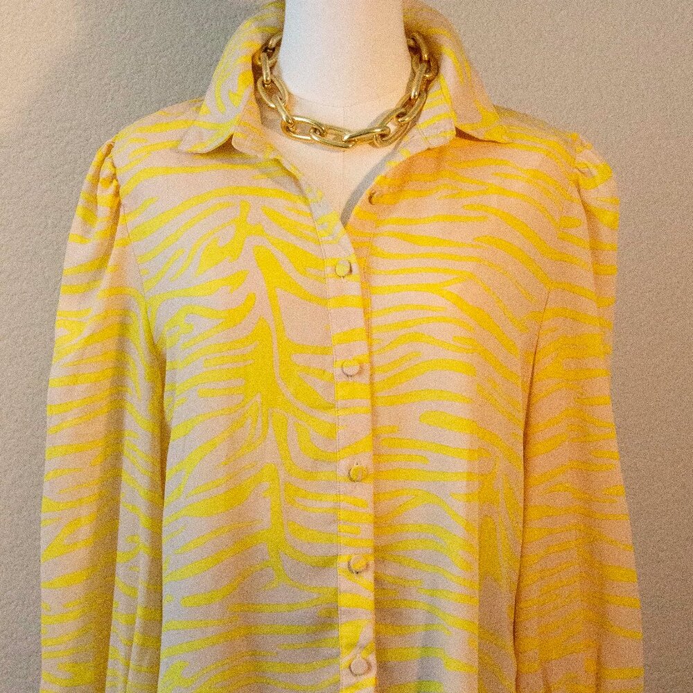 Animal Print Button Down Blouse